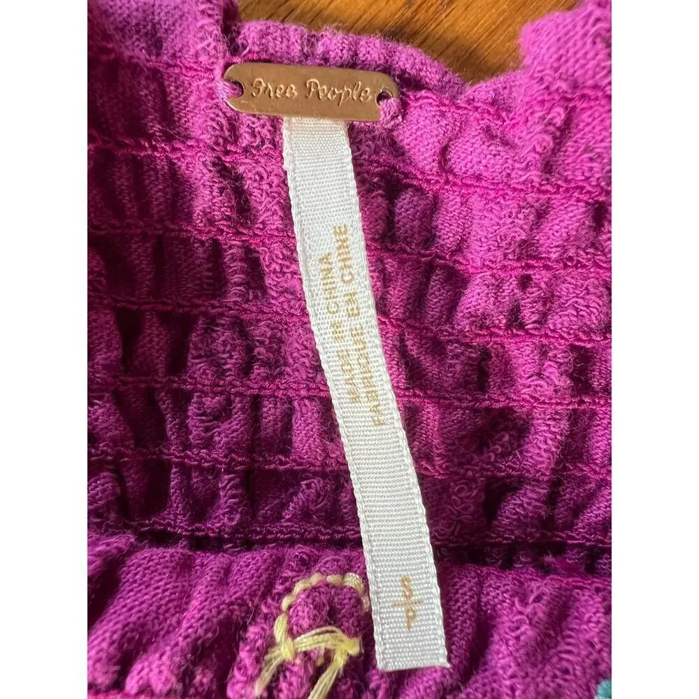 Free People magenta elastic strap top with bead detail, women's size S
